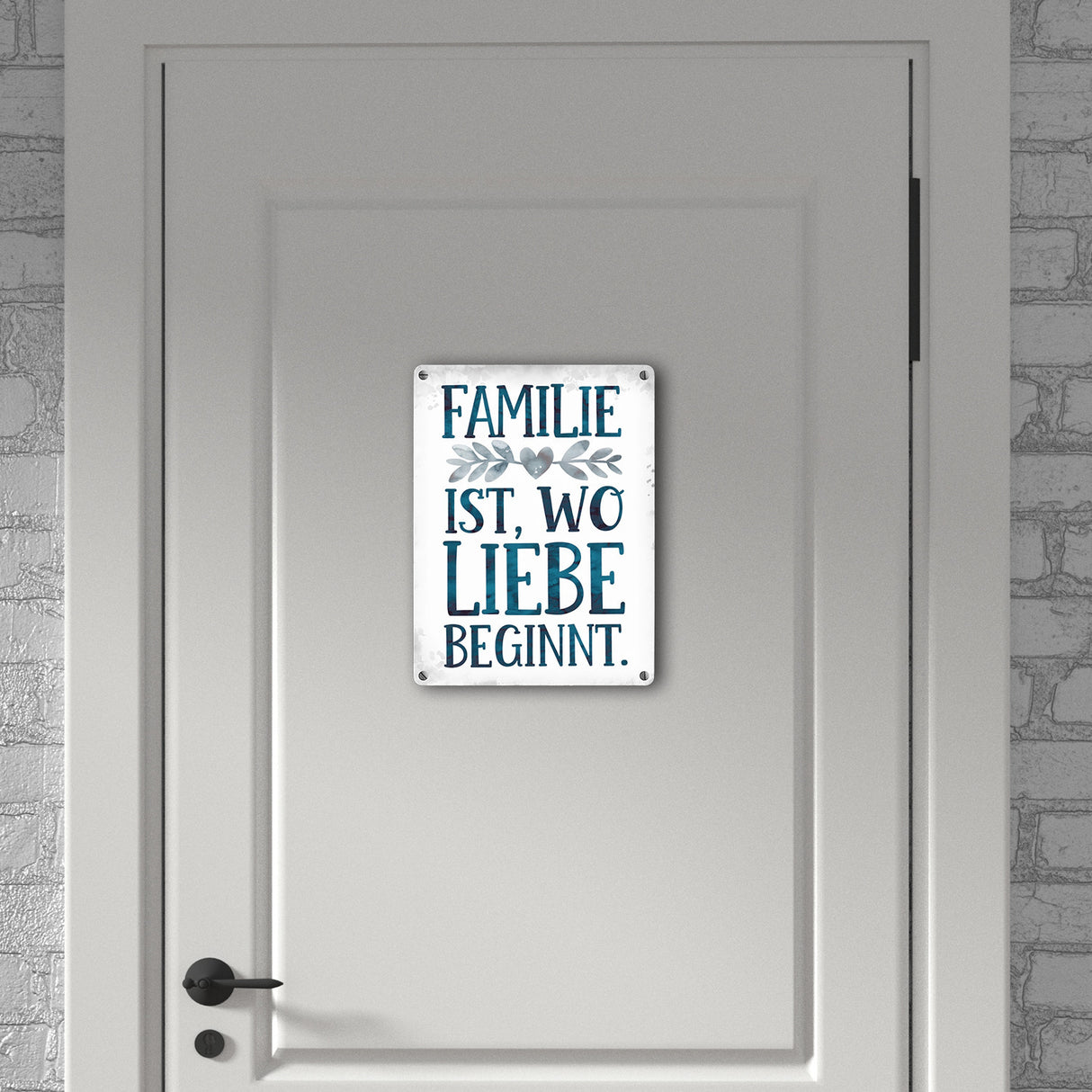 Familie ist, wo Liebe beginnt Metallschild in 15x20 cm