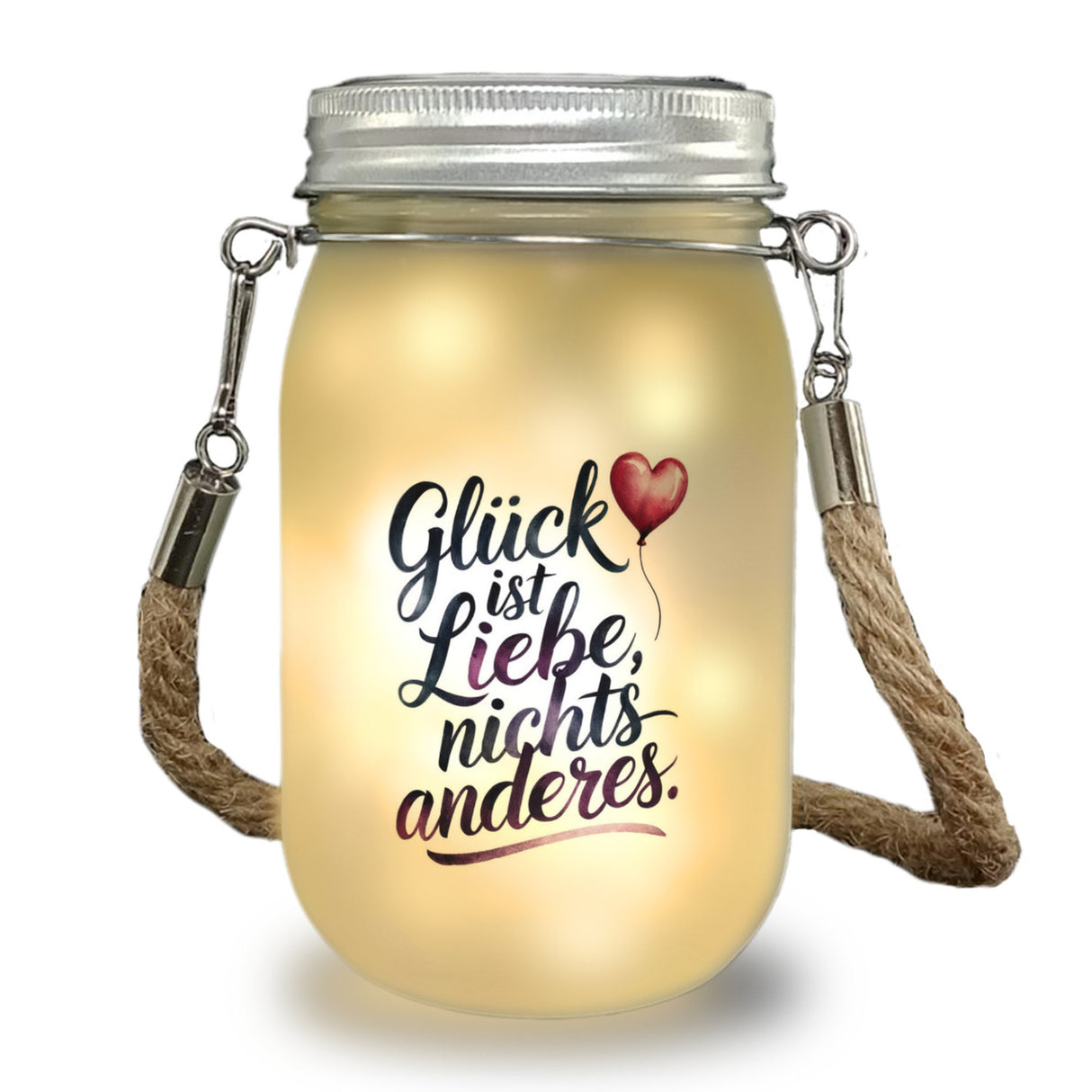 Glück ist Liebe Solarlicht Herz Luftballon