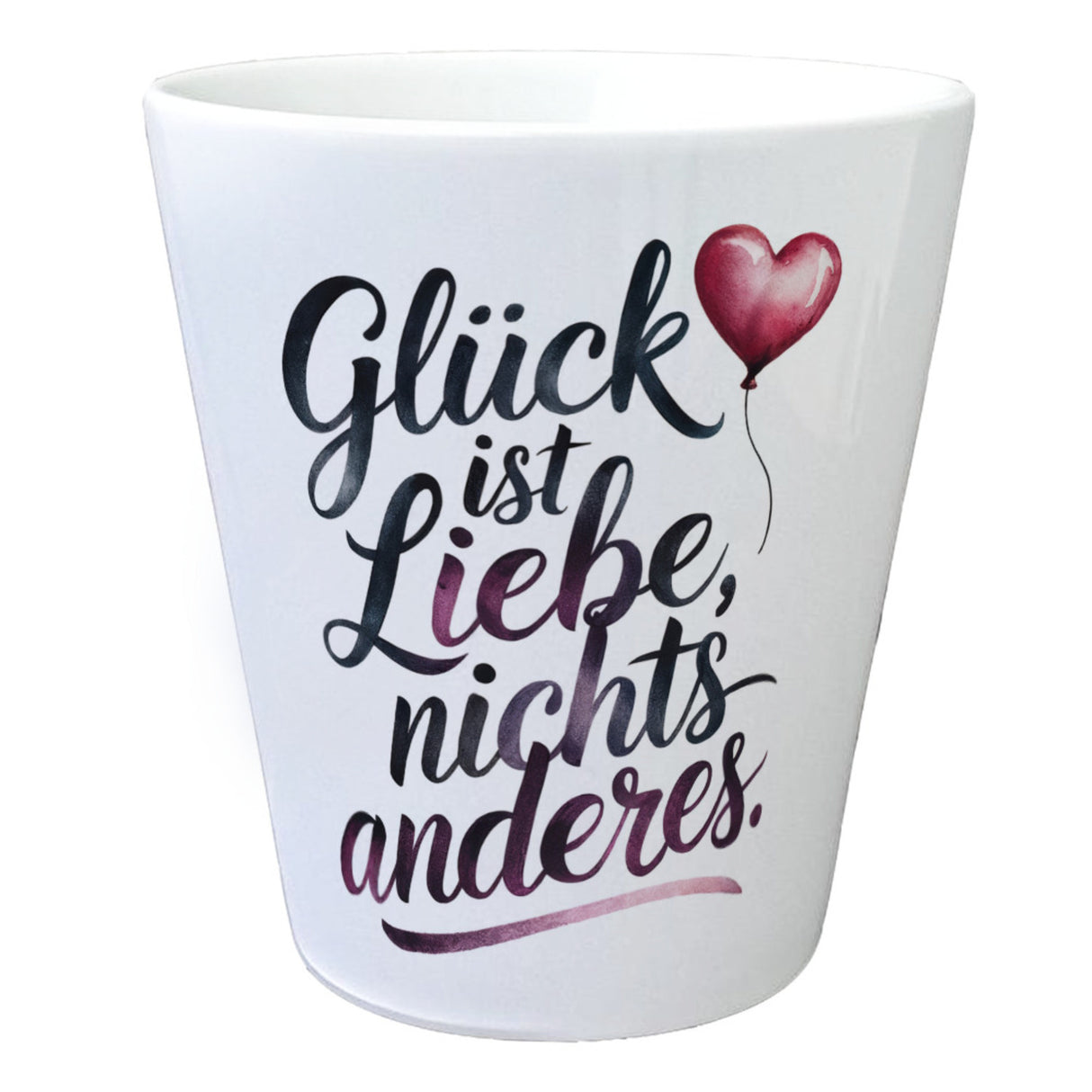 Glück ist Liebe Blumentopf Herz Luftballon