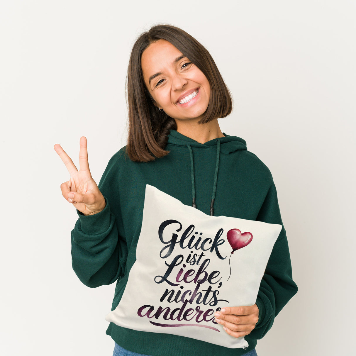 Glück ist Liebe Kissen Herz Luftballon