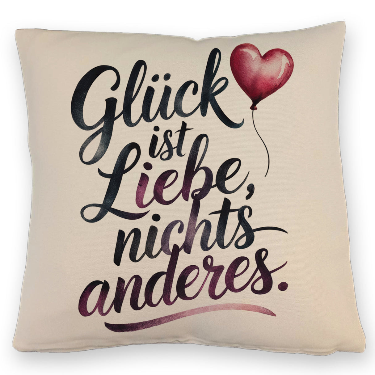 Glück ist Liebe Kissen Herz Luftballon