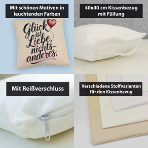 Glück ist Liebe Kissen Herz Luftballon