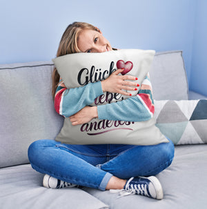 Glück ist Liebe Kissen Herz Luftballon