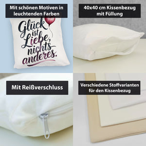 Glück ist Liebe Kissen Herz Luftballon