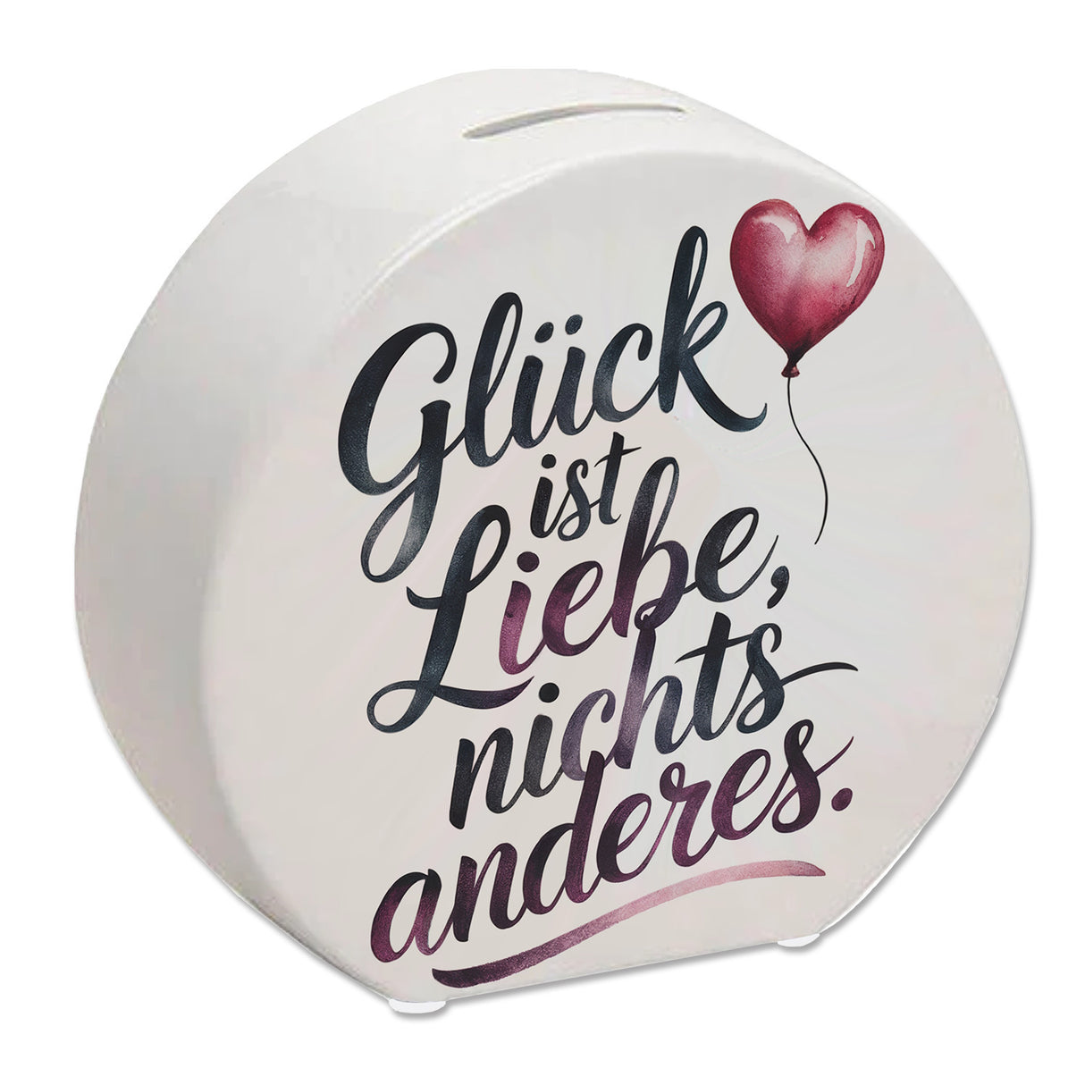 Glück ist Liebe Spardose Herz Luftballon