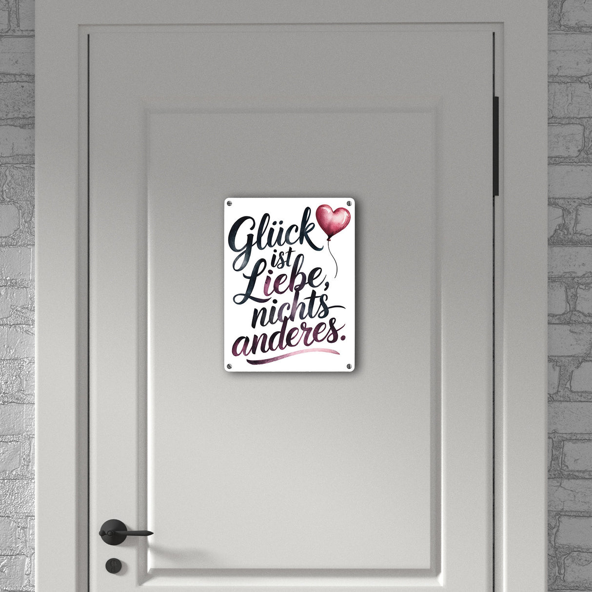 Glück ist Liebe Metallschild in 15x20 cm Herz Luftballon