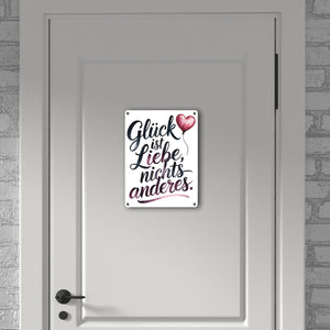 Glück ist Liebe Metallschild in 15x20 cm Herz Luftballon