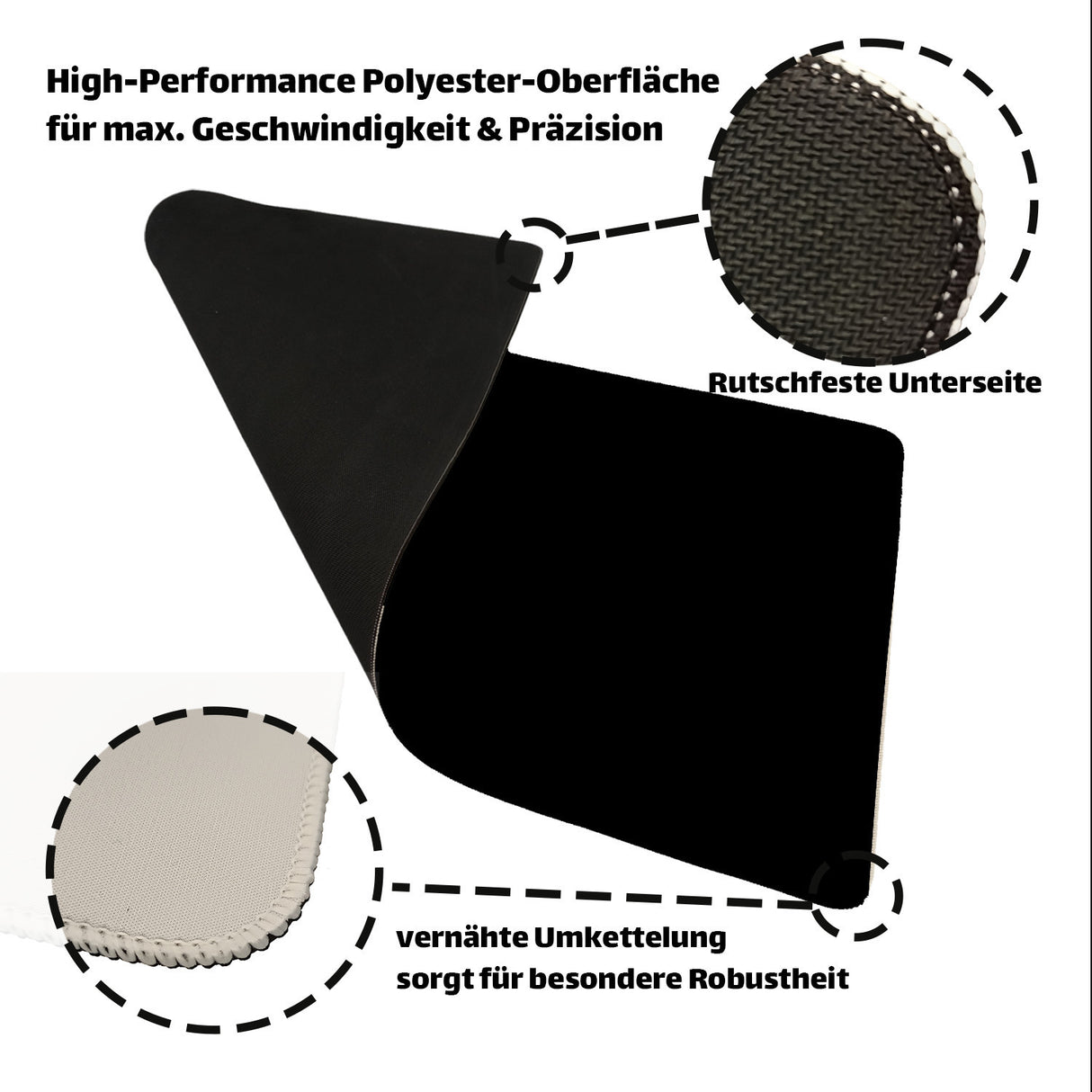 Elegante Schwarze Schreibtischunterlage 69x31cm XXL Mauspad