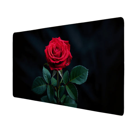 Leuchtend rote Rose Schreibtischunterlage 69x31cm XXL Mauspad für Rosenfans