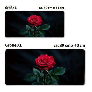 Leuchtend rote Rose Schreibtischunterlage 69x31cm XXL Mauspad für Rosenfans