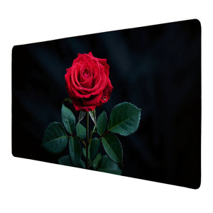Leuchtend rote Rose Schreibtischunterlage 69x31cm XXL Mauspad für Rosenfans