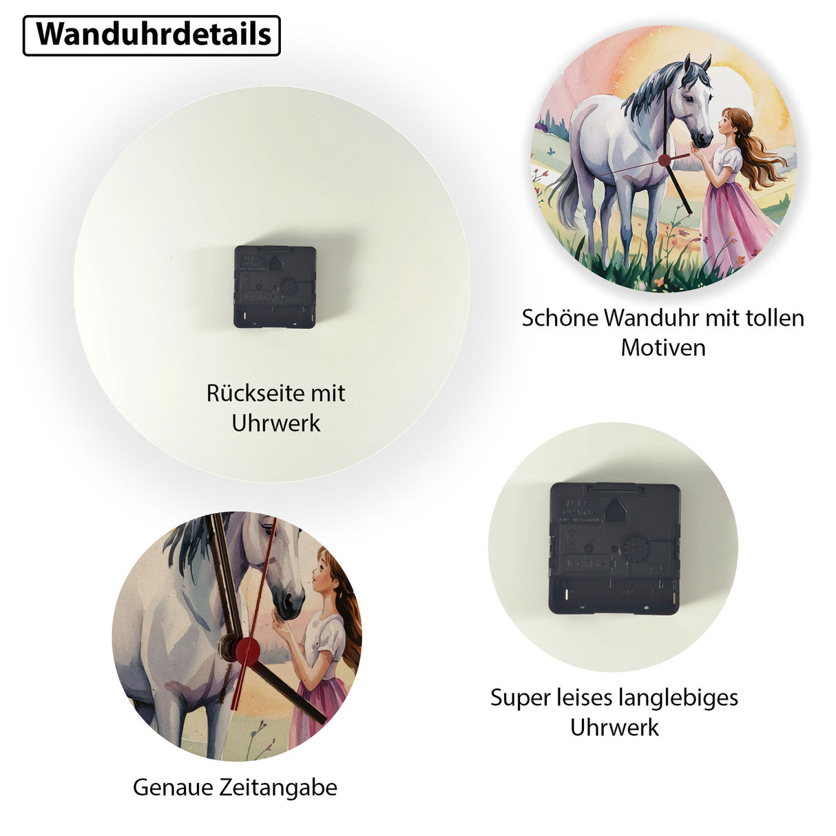 Pferde Mädchen Sonnenuntergang Wanduhr