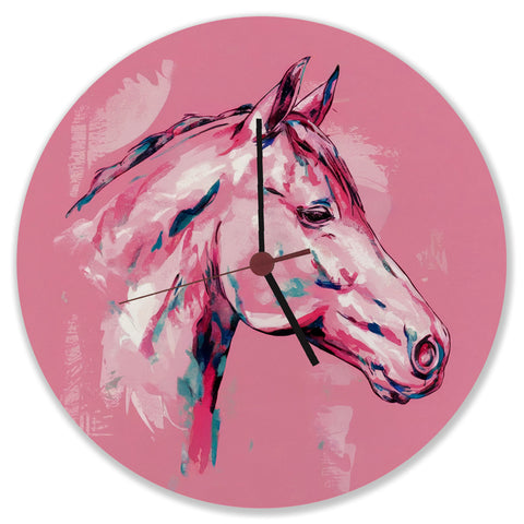 Pferdekopf im Aquarellstil Wanduhr - Kunstvolle Uhr für Pferdeliebhaber