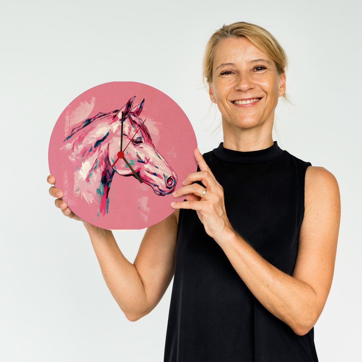 Pferdekopf im Aquarellstil Wanduhr - Kunstvolle Uhr für Pferdeliebhaber