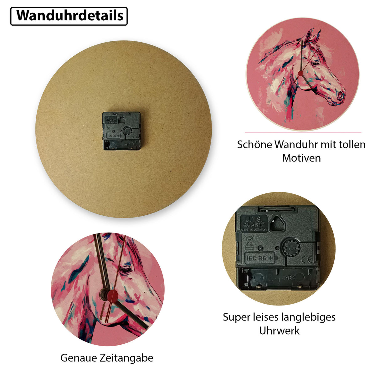 Pferdekopf im Aquarellstil Wanduhr - Kunstvolle Uhr für Pferdeliebhaber