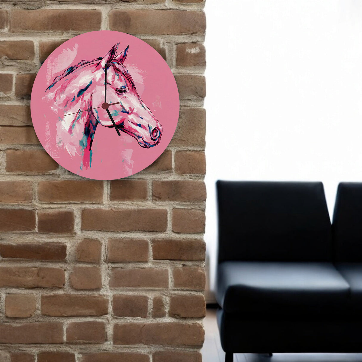 Pferdekopf im Aquarellstil Wanduhr - Kunstvolle Uhr für Pferdeliebhaber