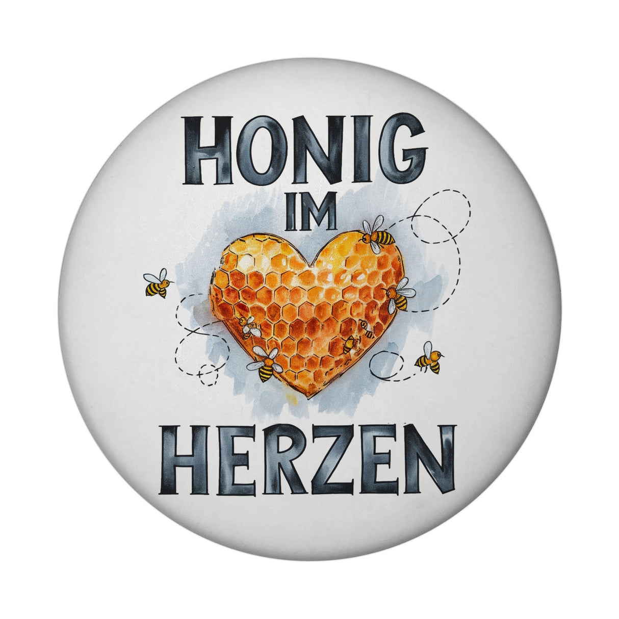 Honig im Herzen Magnet Herz Honigwaben
