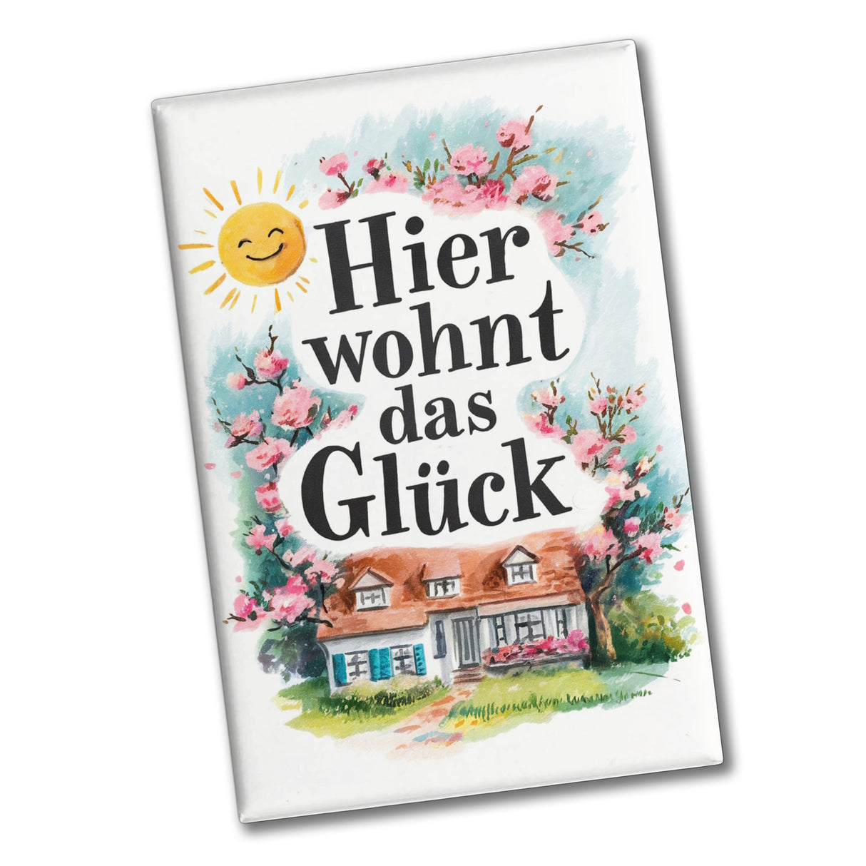 Hier wohnt Glück Souvenir Souvenir Magnet Aquarell Dekoration