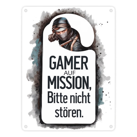 Bitte nicht stören, Gamer auf Mission Metallschild in 15x20 cm