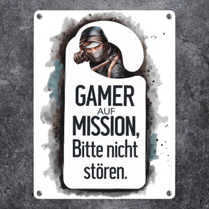 Bitte nicht stören, Gamer auf Mission Metallschild in 15x20 cm