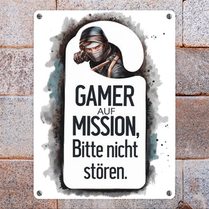 Bitte nicht stören, Gamer auf Mission Metallschild in 15x20 cm