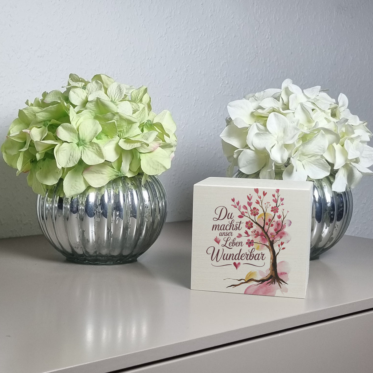 Du machst unser Leben wunderbar Spardose Baum mit Blumen