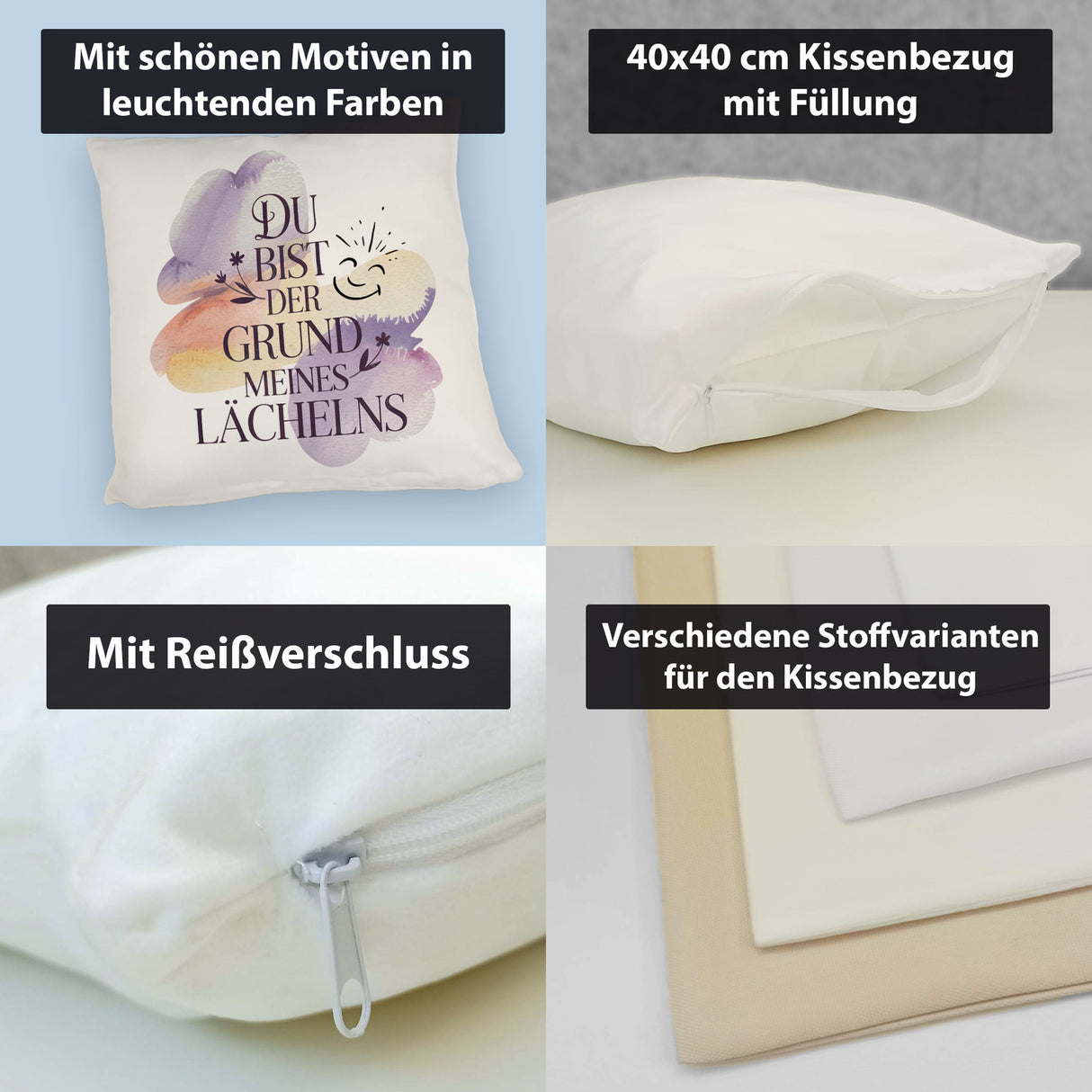 Grund meines Lächelns Kissen Blumen Aquarell