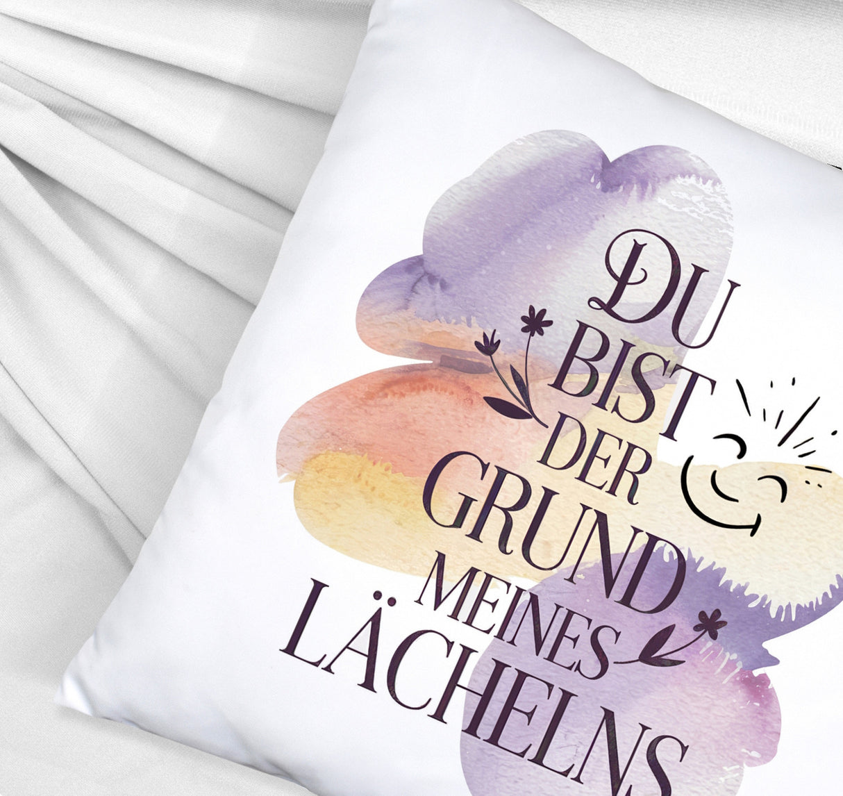 Grund meines Lächelns Kissen Blumen Aquarell