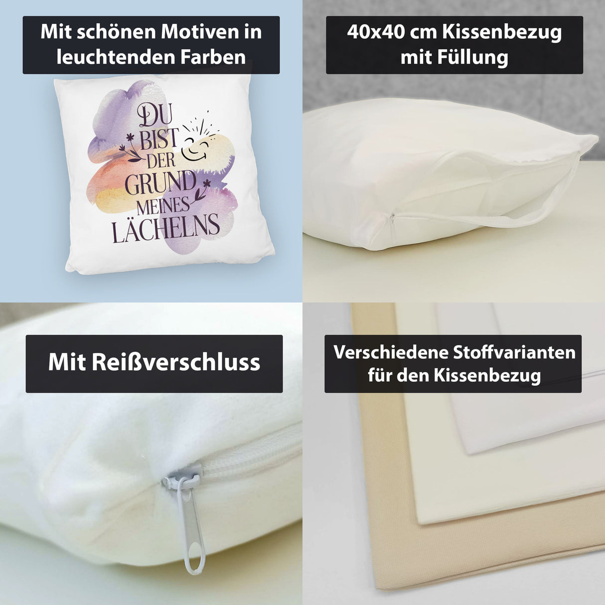 Grund meines Lächelns Kissen Blumen Aquarell