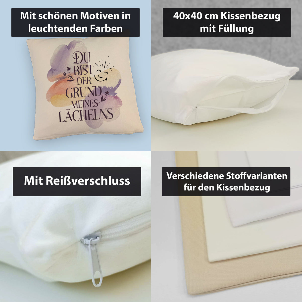 Grund meines Lächelns Kissen Blumen Aquarell