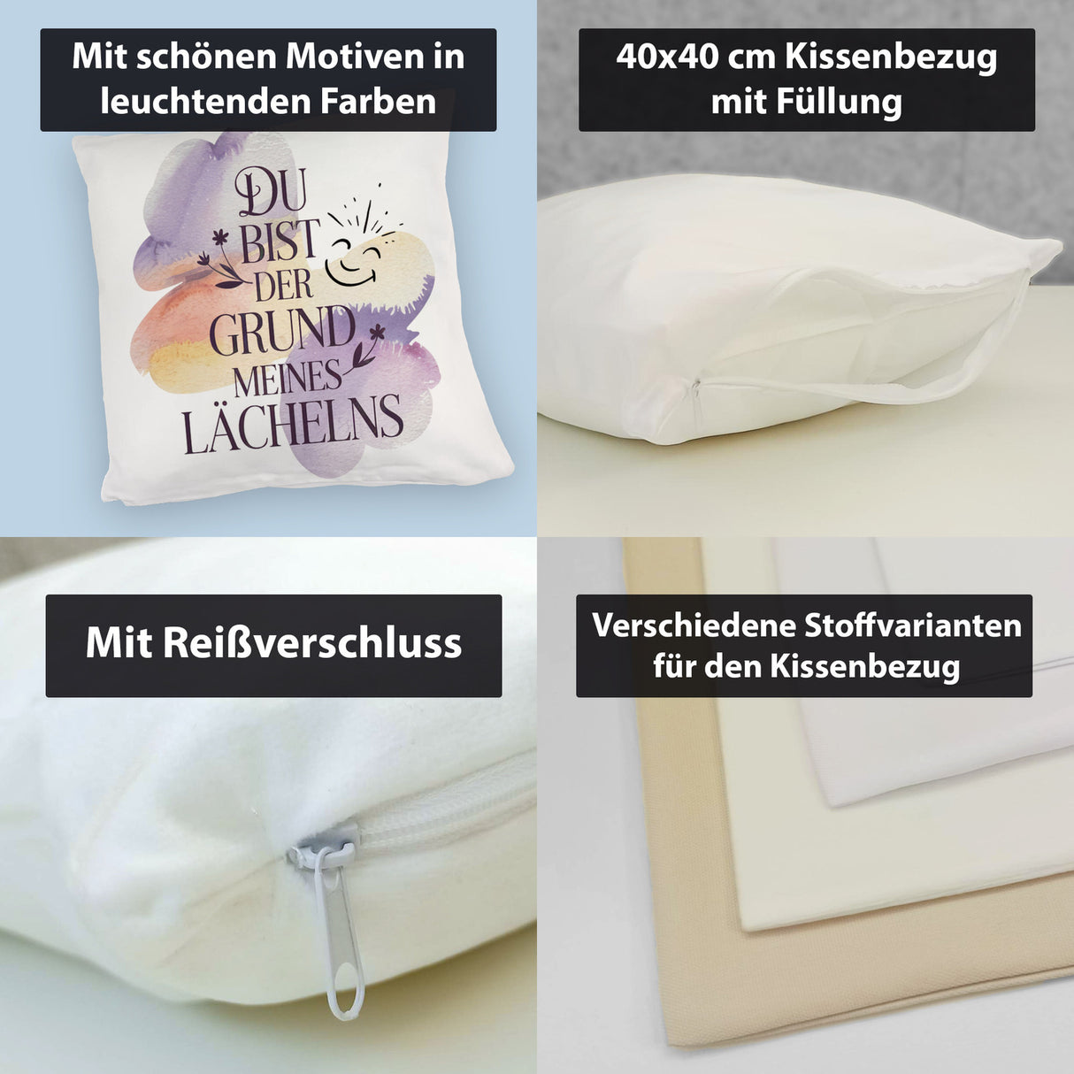 Grund meines Lächelns Kissen Blumen Aquarell