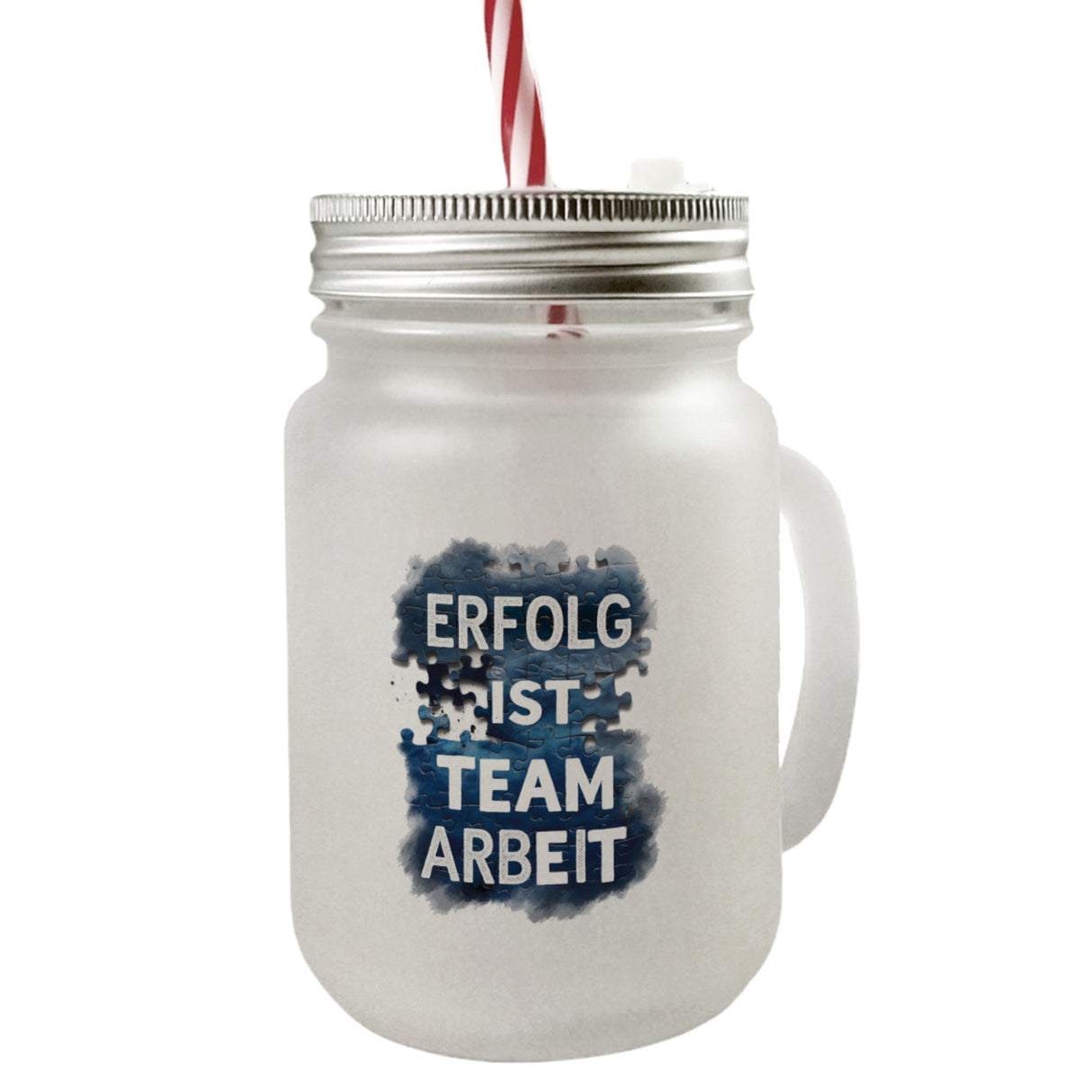 Erfolg ist Teamarbeit Trinkglas mit Bambusdeckel Typografisches Aquarell