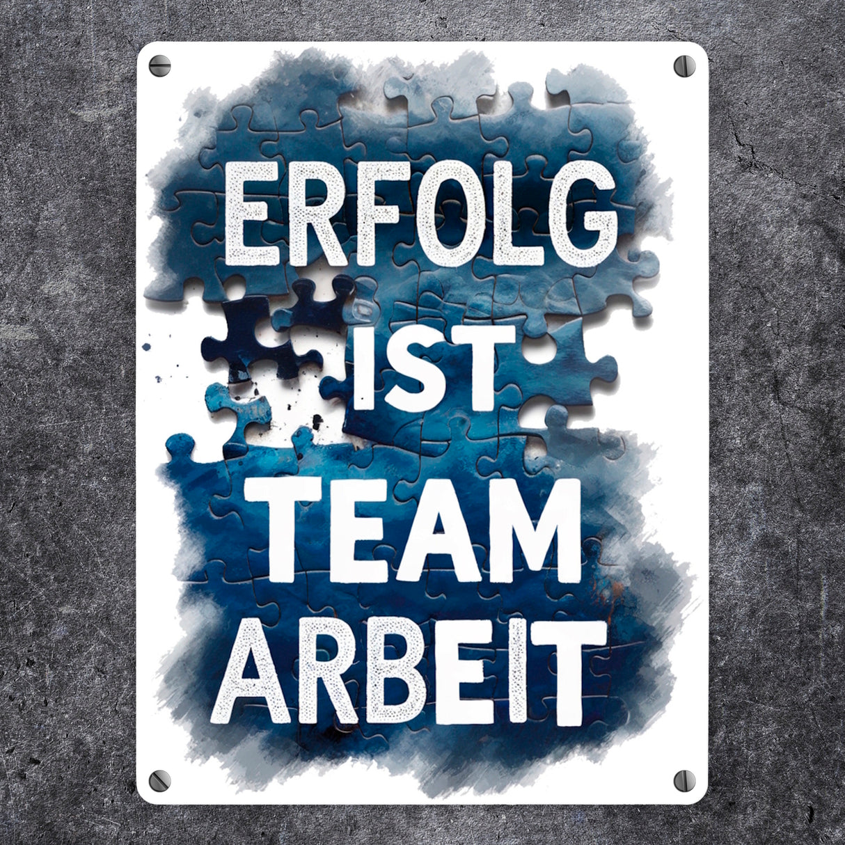 Erfolg ist Teamarbeit Metallschild in 15x20 cm Typografisches Aquarell