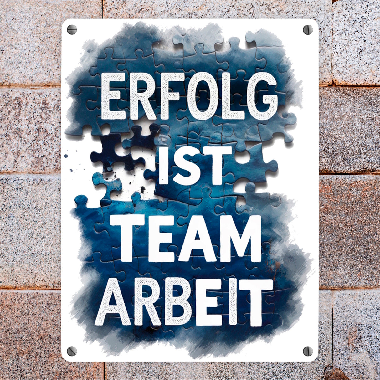 Erfolg ist Teamarbeit Metallschild in 15x20 cm Typografisches Aquarell