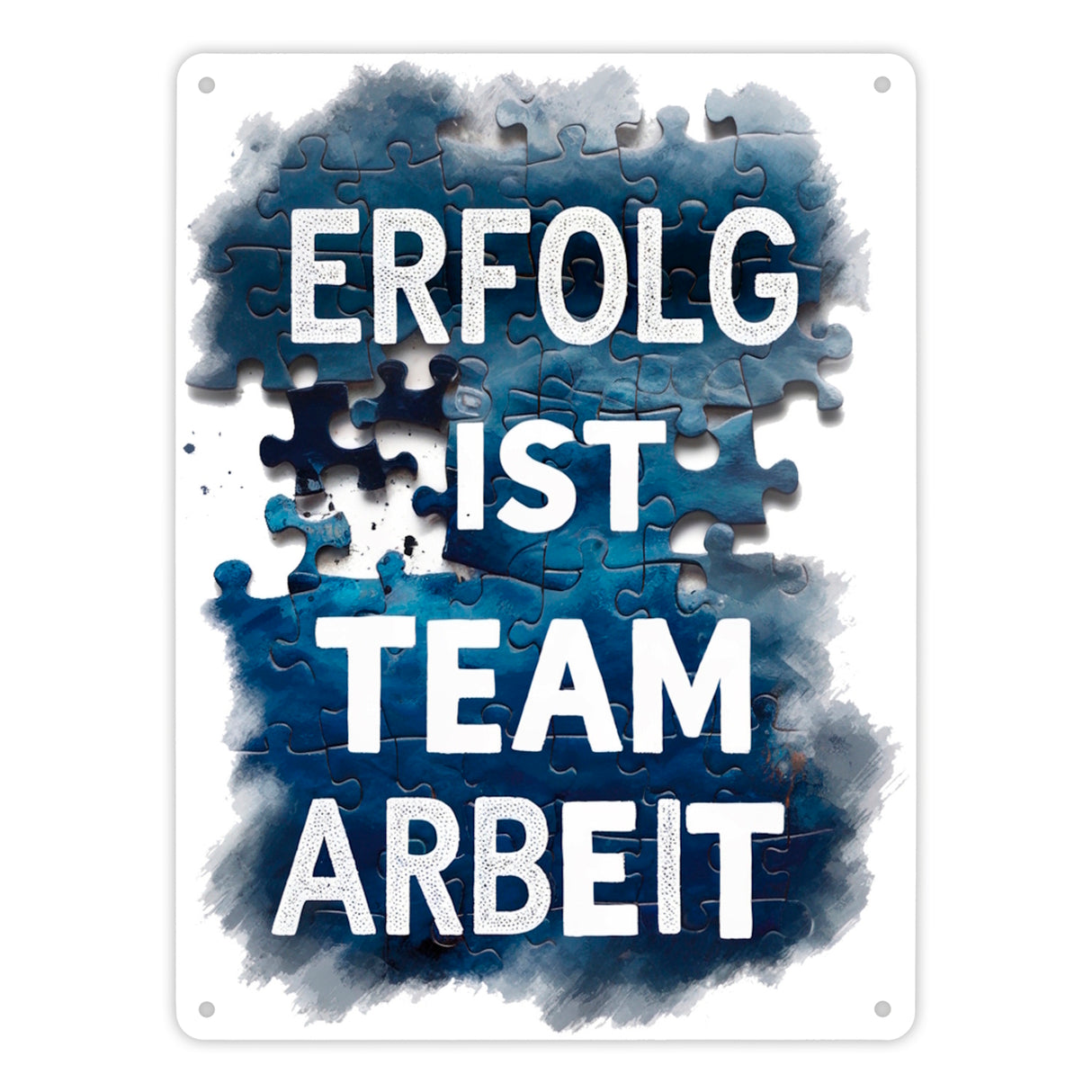 Erfolg ist Teamarbeit Metallschild in 15x20 cm Typografisches Aquarell