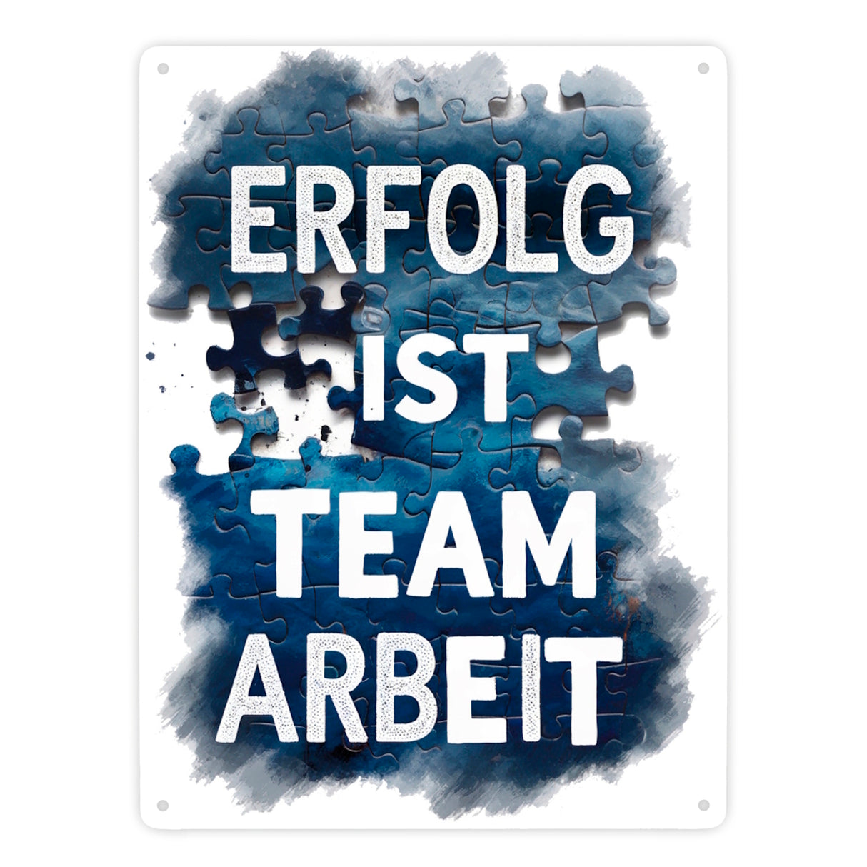 Erfolg ist Teamarbeit Metallschild in 15x20 cm Typografisches Aquarell