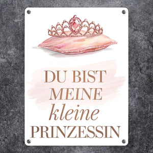 Meine kleine Prinzessin Metallschild in 15x20 cm Tiara auf Kissen