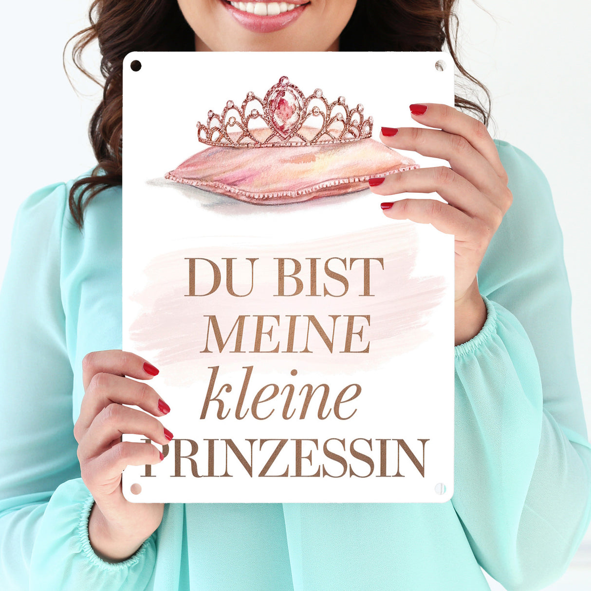 Meine kleine Prinzessin Metallschild in 15x20 cm Tiara auf Kissen