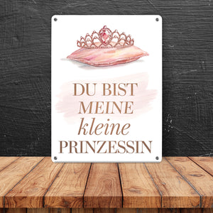 Meine kleine Prinzessin Metallschild in 15x20 cm Tiara auf Kissen