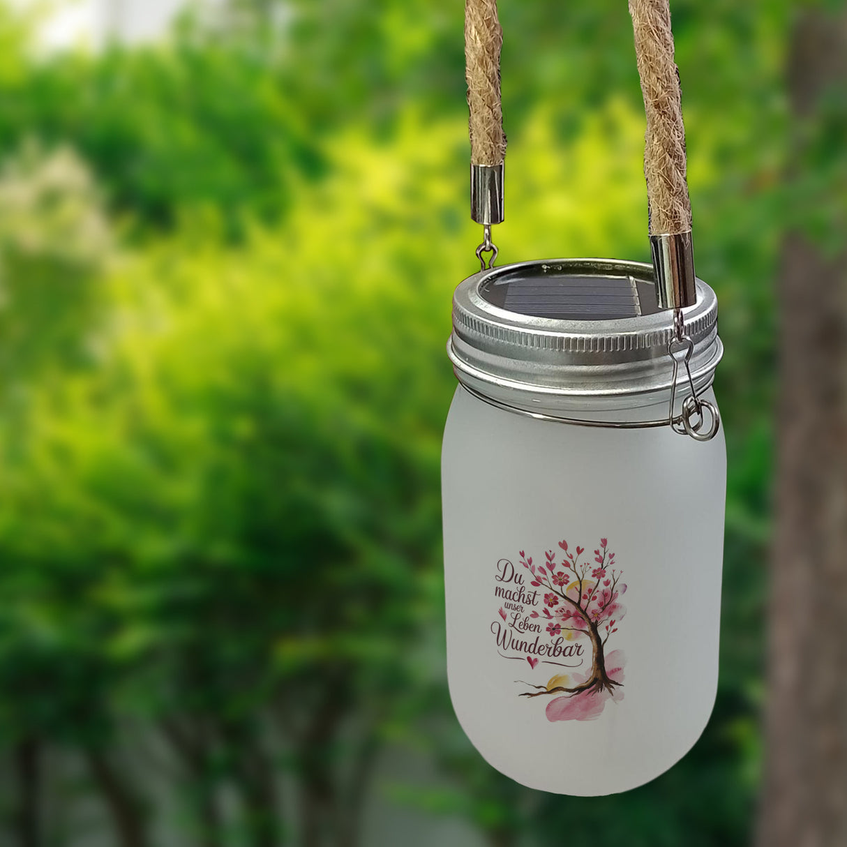 Du machst unser Leben wunderbar Solarlicht Baum mit Blumen