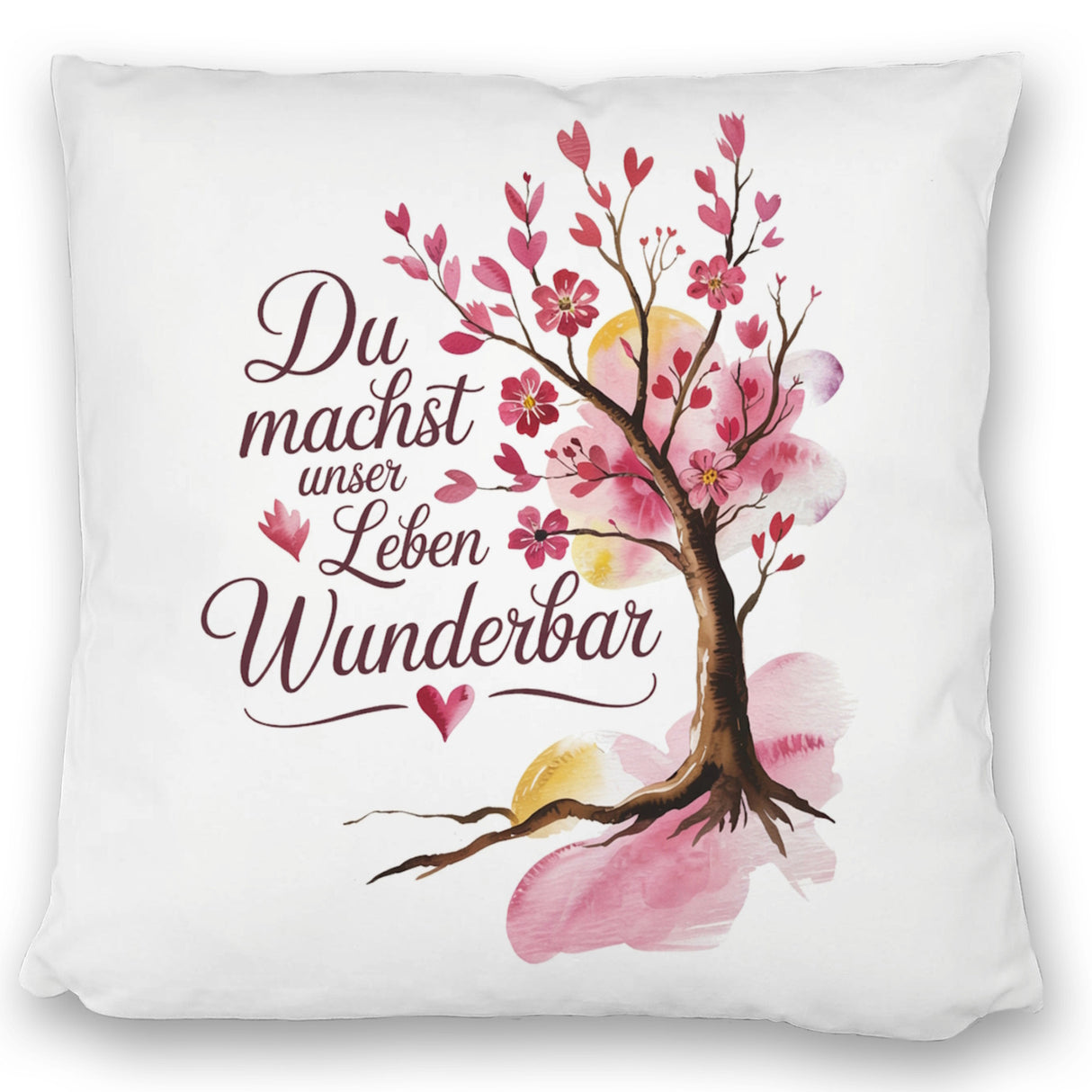 Du machst unser Leben wunderbar Kissen Baum mit Blumen