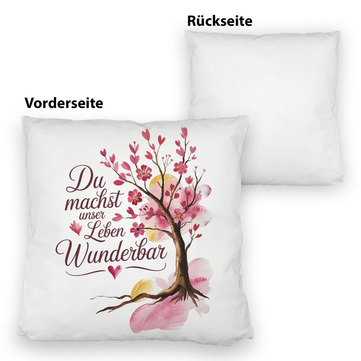 Du machst unser Leben wunderbar Kissen Baum mit Blumen