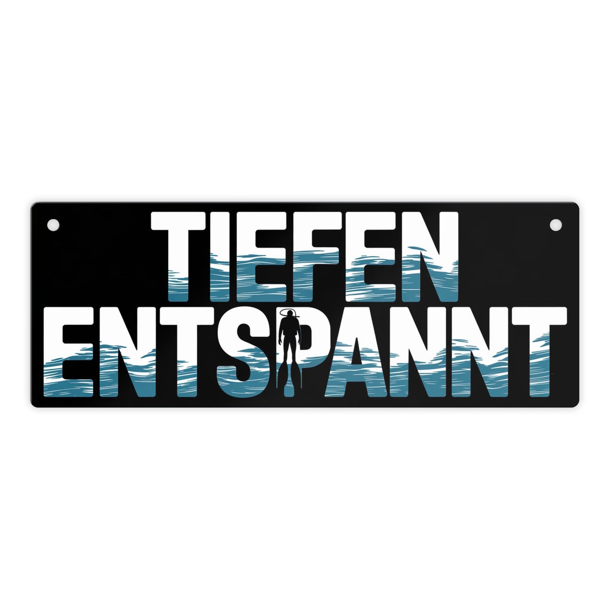 Taucher Silhouette - TIEFEN ENTSPANNT Metallschild