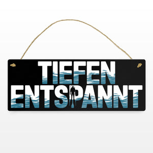 Taucher Silhouette - TIEFEN ENTSPANNT Metallschild