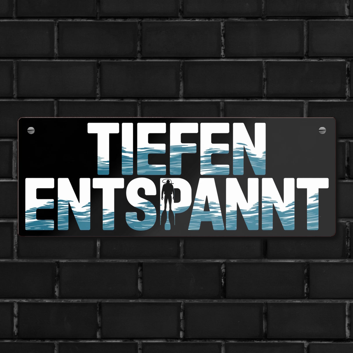 Taucher Silhouette - TIEFEN ENTSPANNT Metallschild