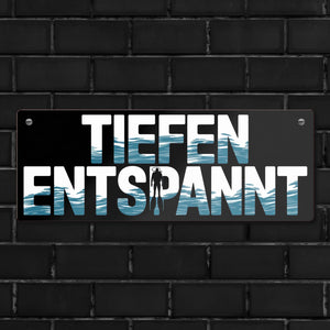Taucher Silhouette - TIEFEN ENTSPANNT Metallschild