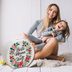 Beste Mama der Welt Spardose Blumenkranz