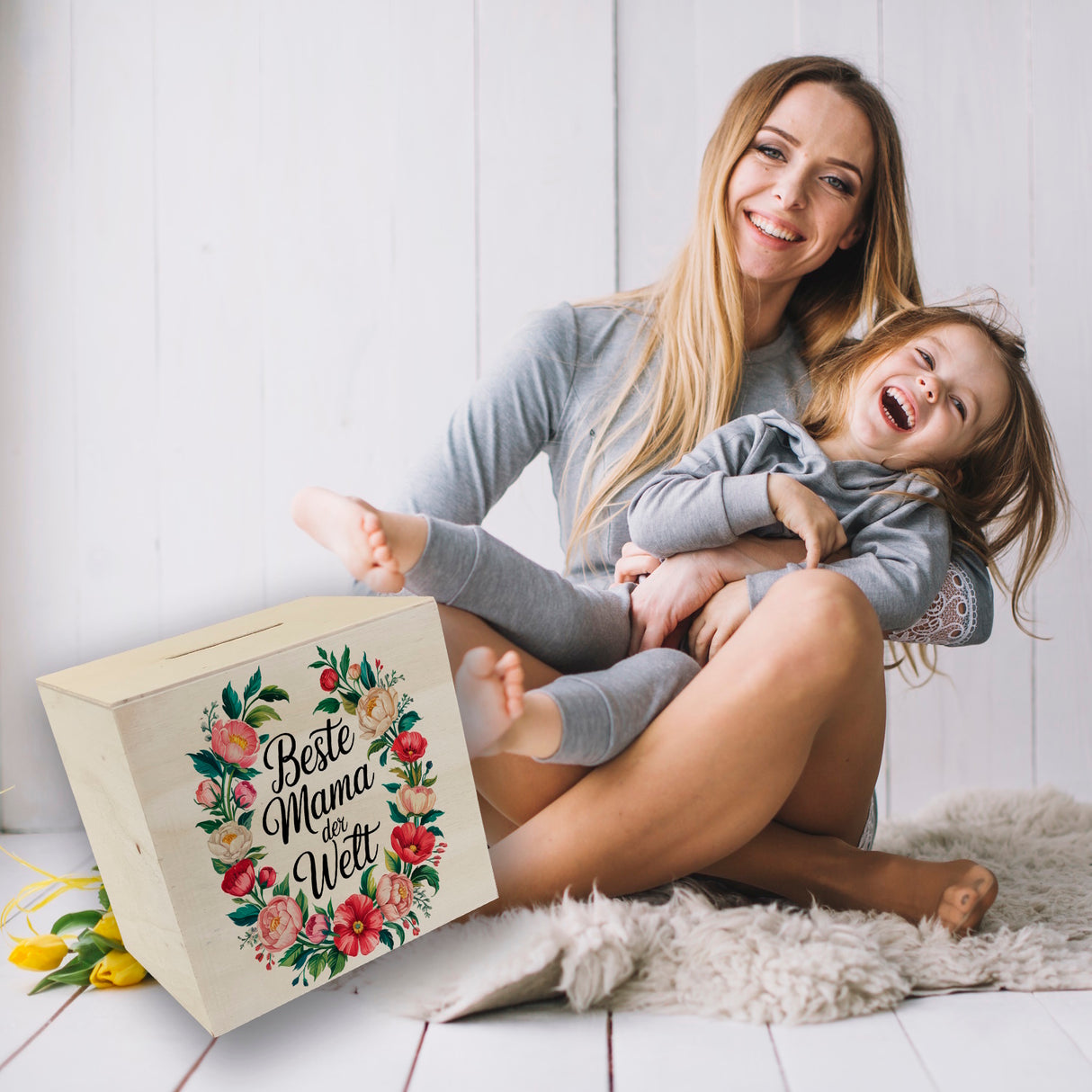 Beste Mama der Welt Spardose Blumenkranz