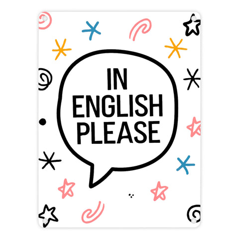 Sprechblase IN ENGLISH PLEASE Metallschild in 15x20 cm