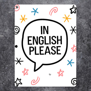Sprechblase IN ENGLISH PLEASE Metallschild in 15x20 cm